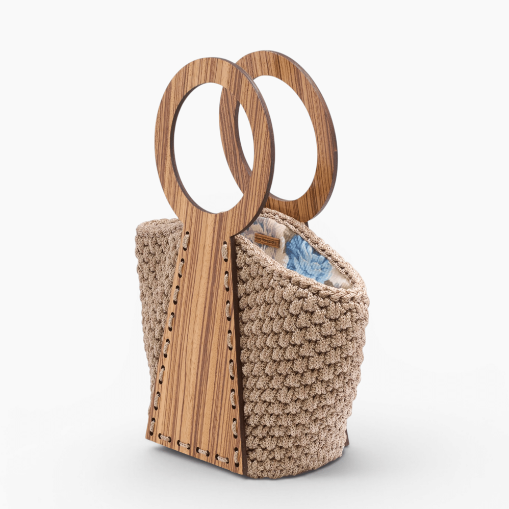 Bolso Nefele Mini con asas de madera de Zebrano
