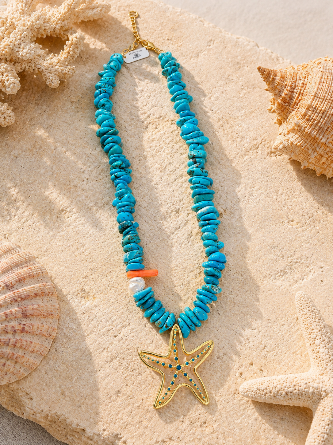 Collar NEREIDA – Jaspe Rojo / Turquesa Natural