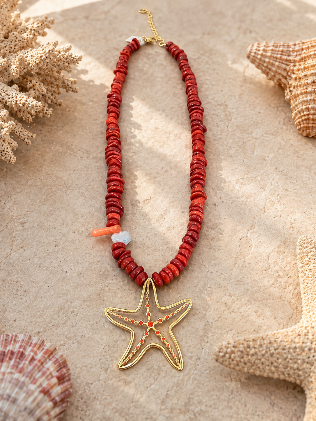 Collar NEREIDA – Jaspe Rojo / Turquesa Natural