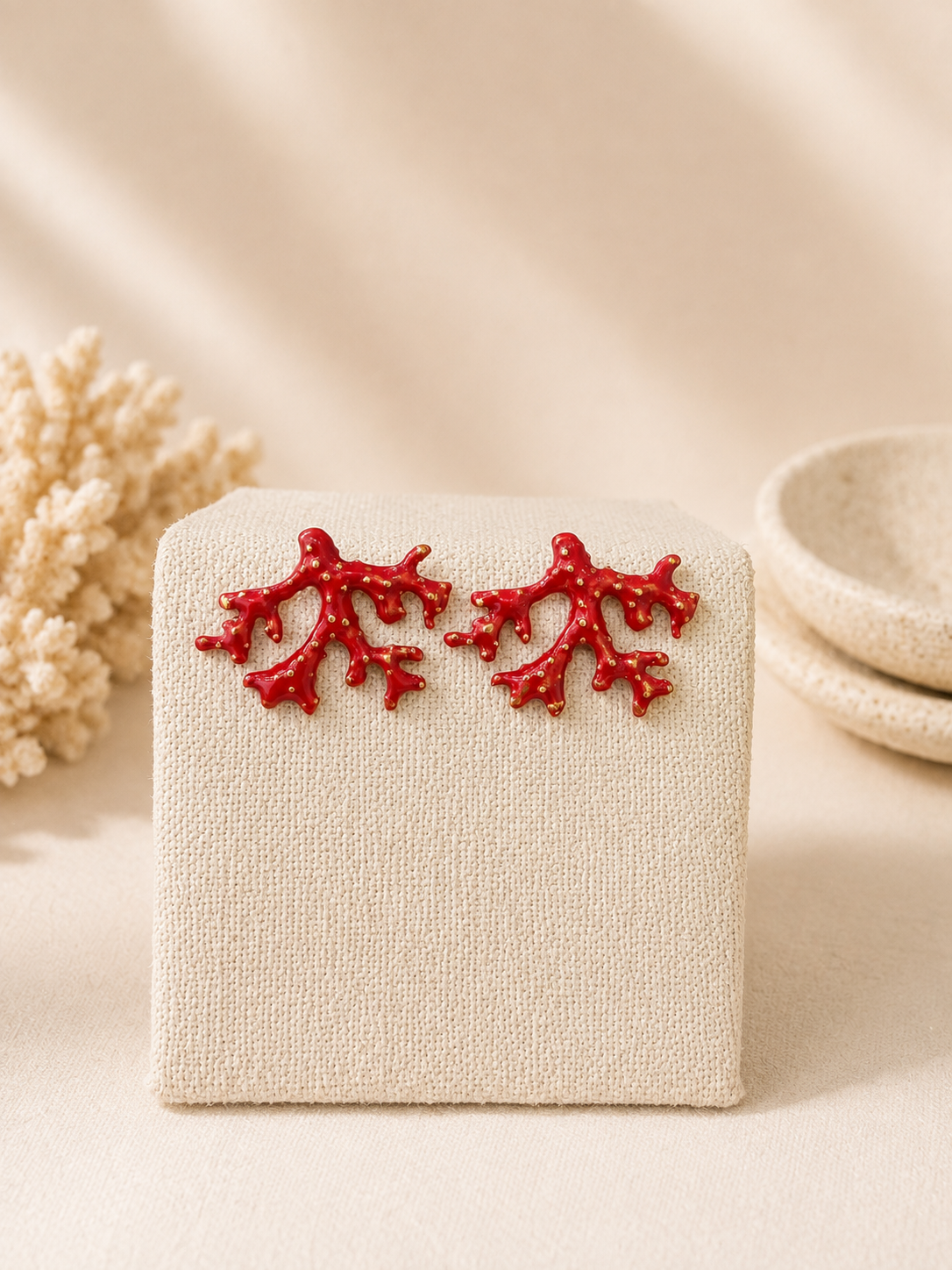 Pendientes Korállion – Coral Rojo Esmaltado | Plata 925