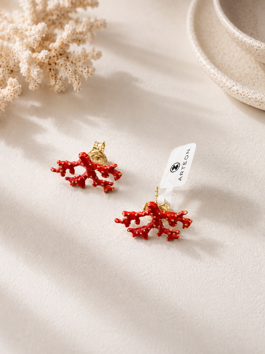 Pendientes Korállion – Coral Rojo Esmaltado | Plata 925