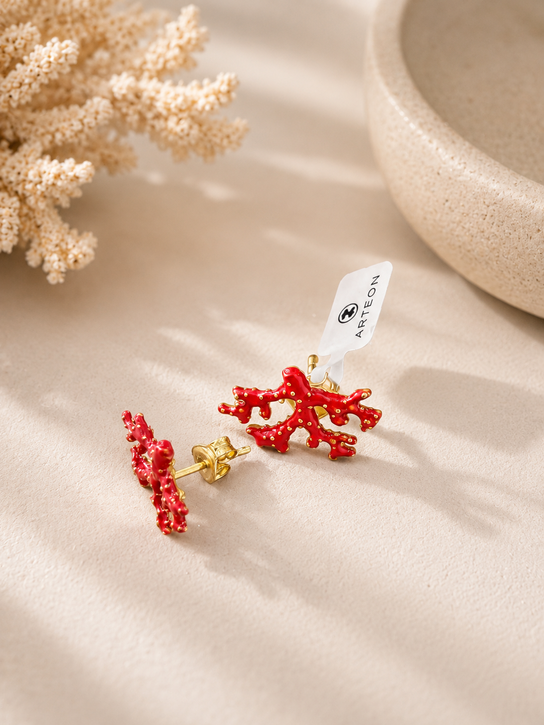 Pendientes Korállion – Coral Rojo Esmaltado | Plata 925