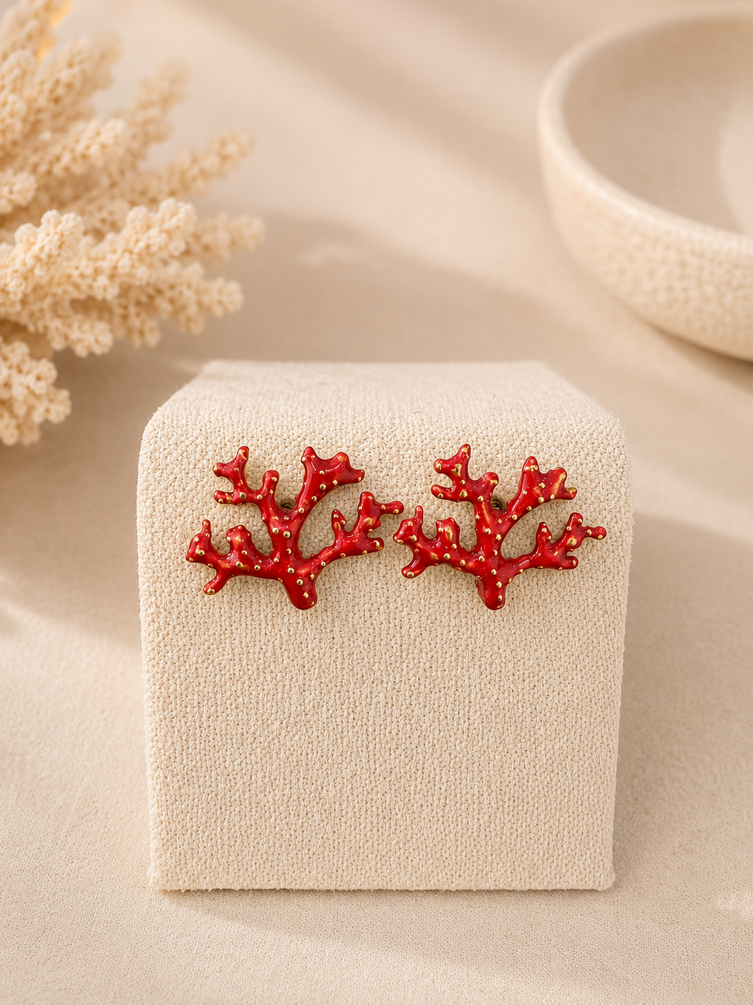 Pendientes Korállion – Coral Rojo Esmaltado | Plata 925