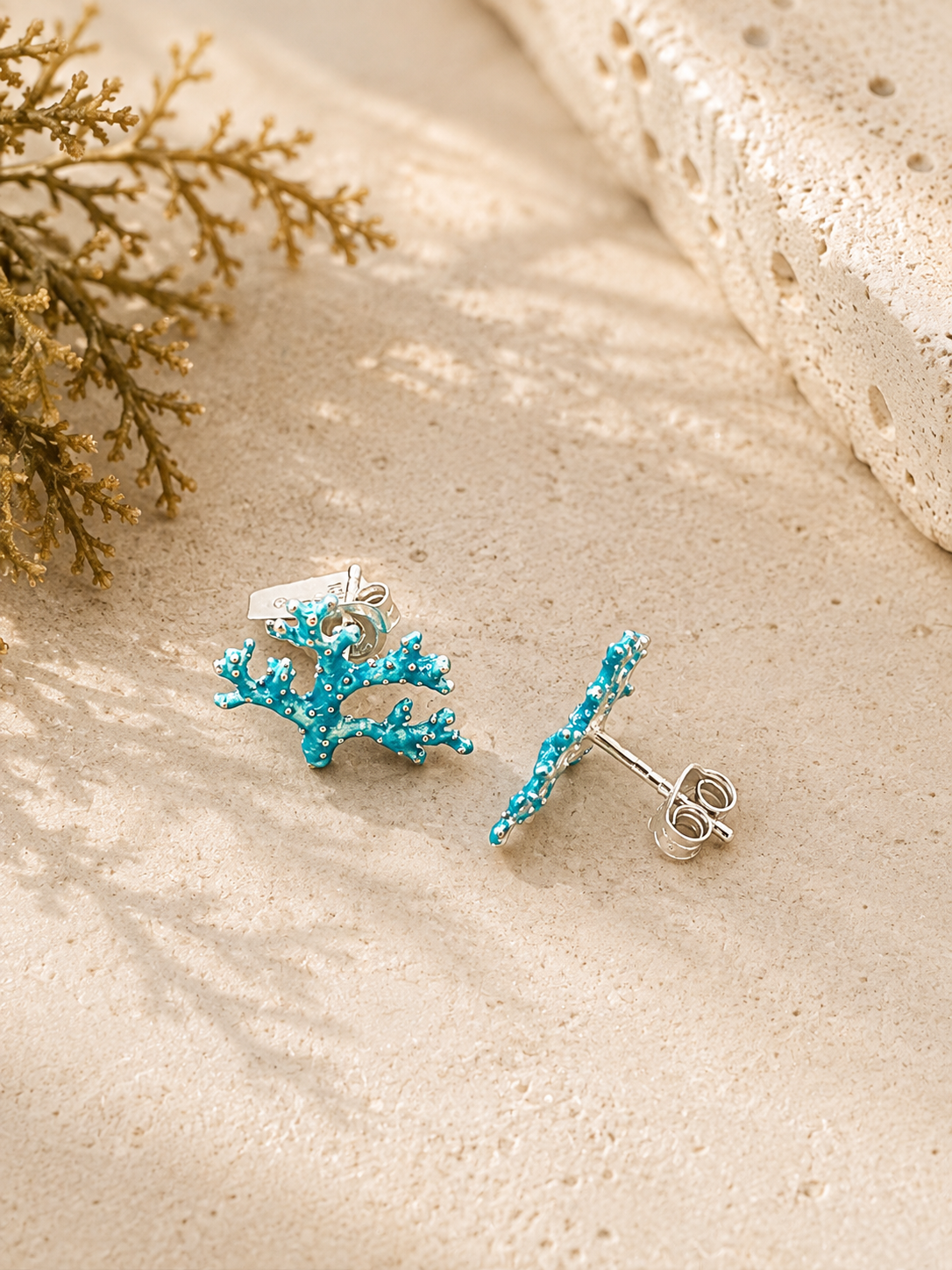 Pendientes Phykos – Pendiente plata Coral Marino Azul