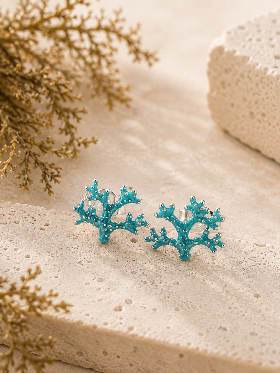 Pendientes Phykos – Pendiente plata Coral Marino Azul