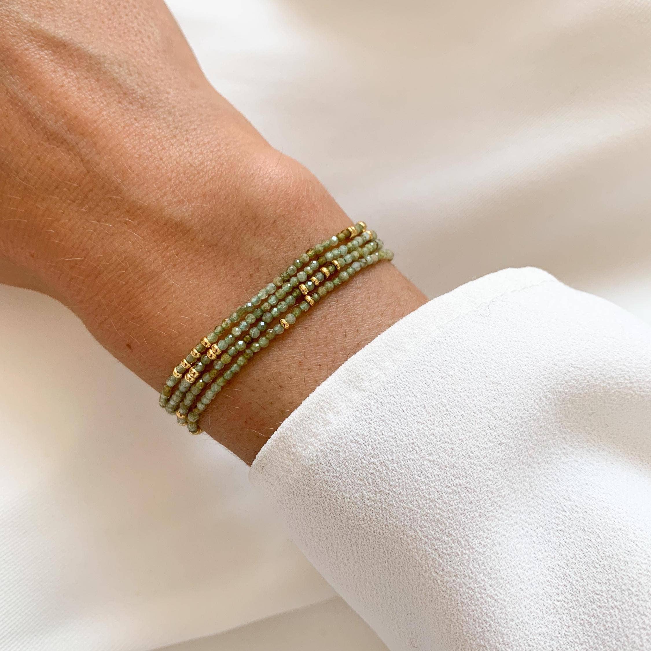 Pulsera piedra fina tsavorita natural verde