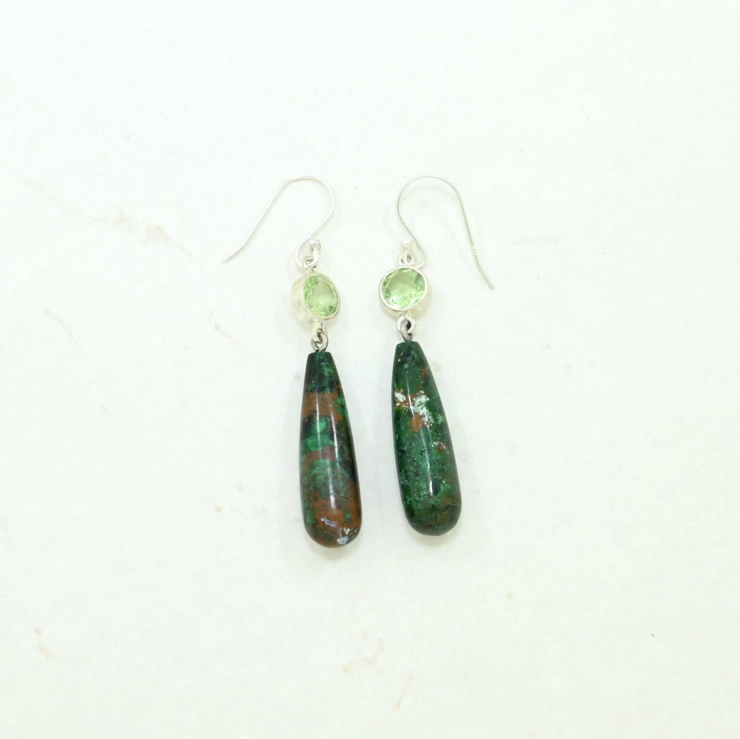 Pendiente Bexley Plata - Crisocola y Amatista Verde