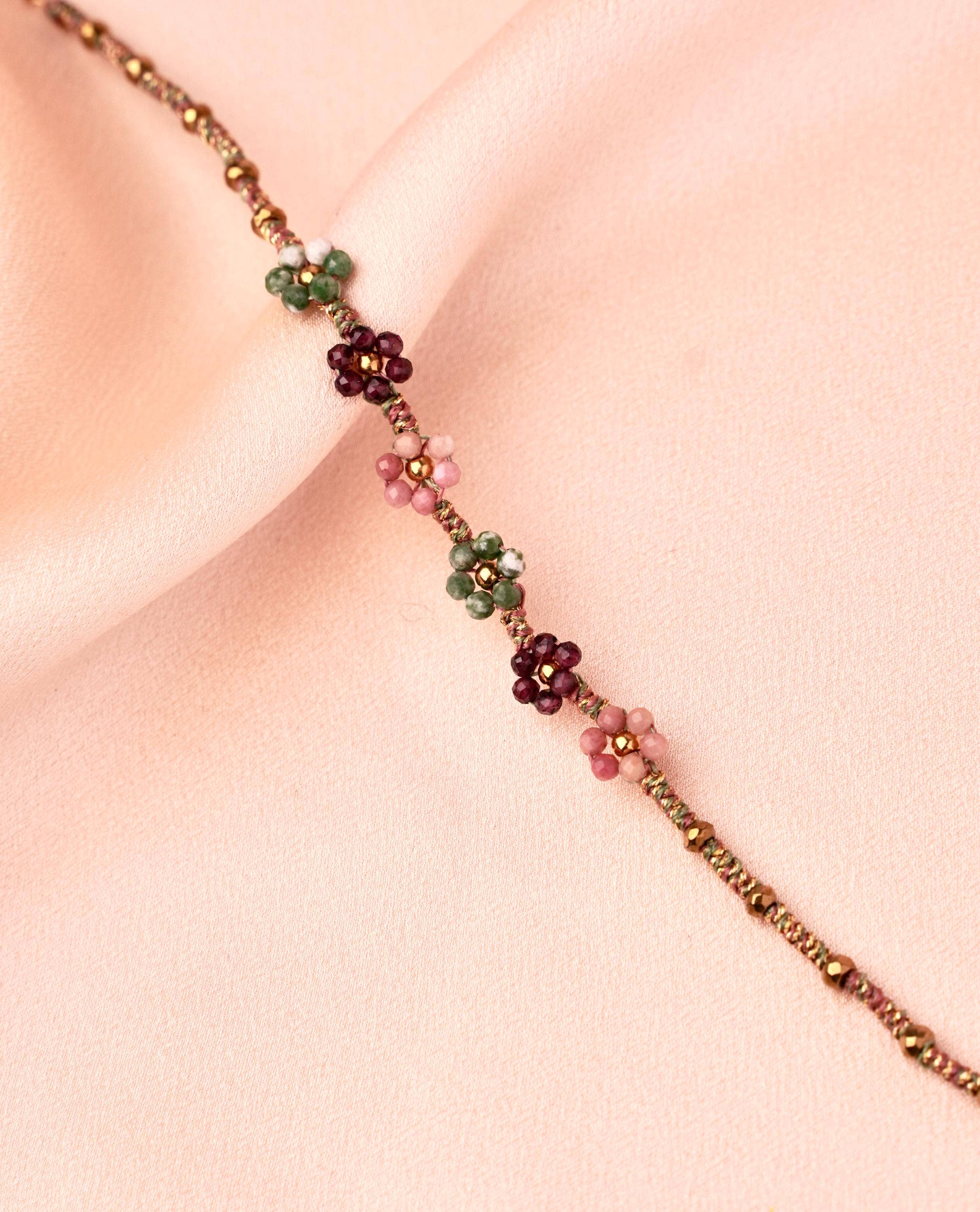 PULSERA DE FLORES – Ágata natural