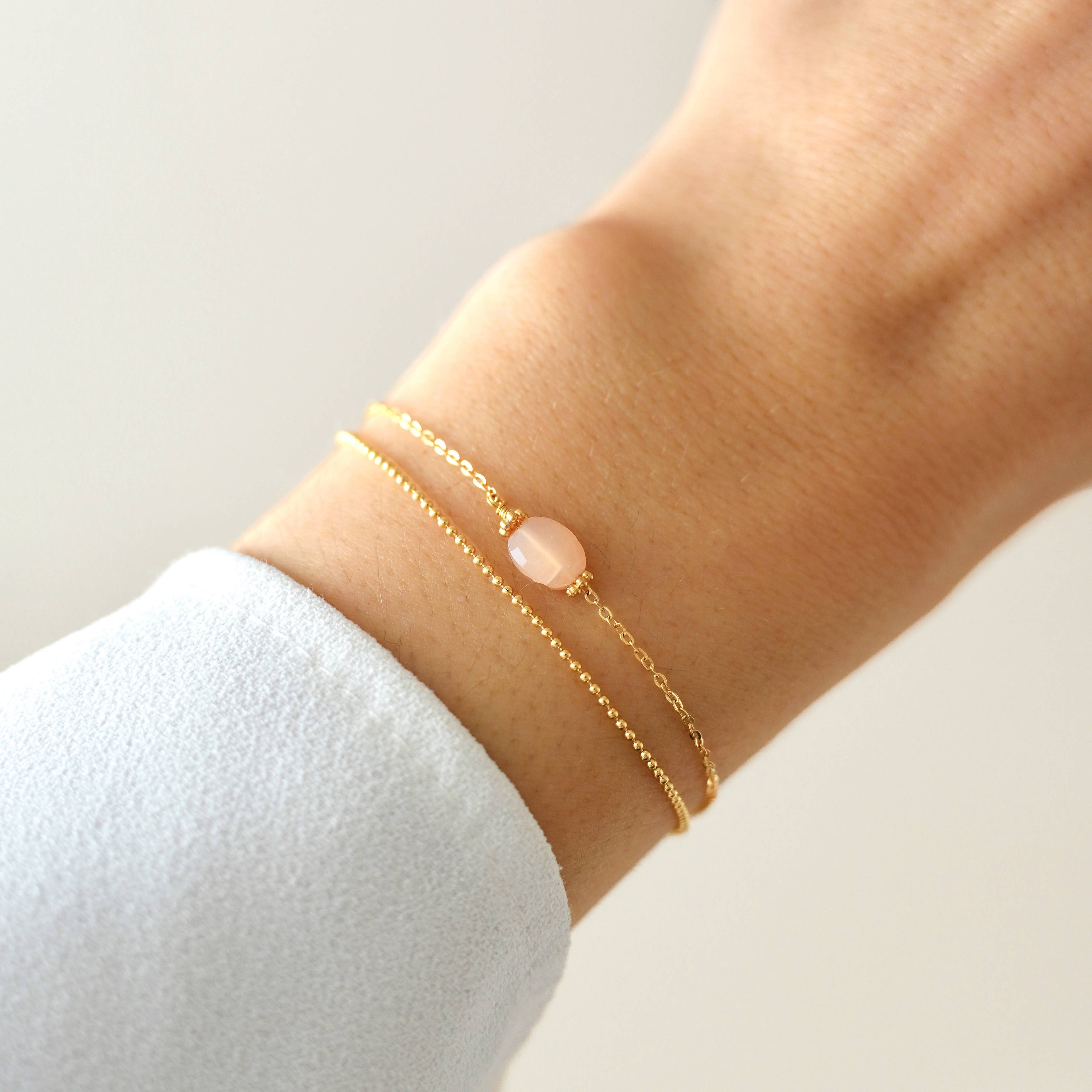 PULSERA DOBLE – Cuarzo rosa