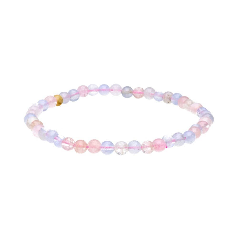 Pulsera de aguamarina y morganita de 4 mm