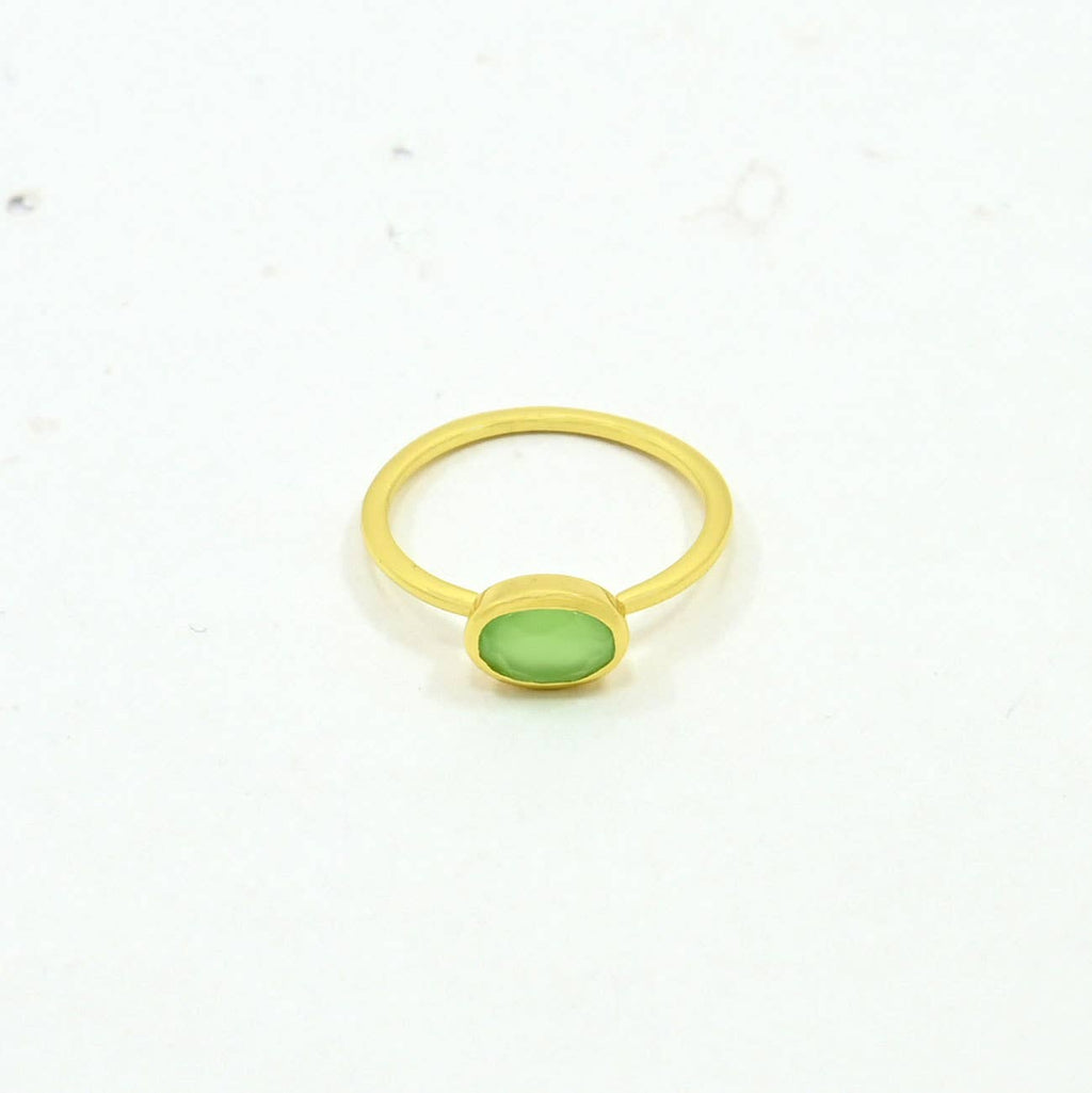 ANILLO OVALADO CALCEDONIA VERDE