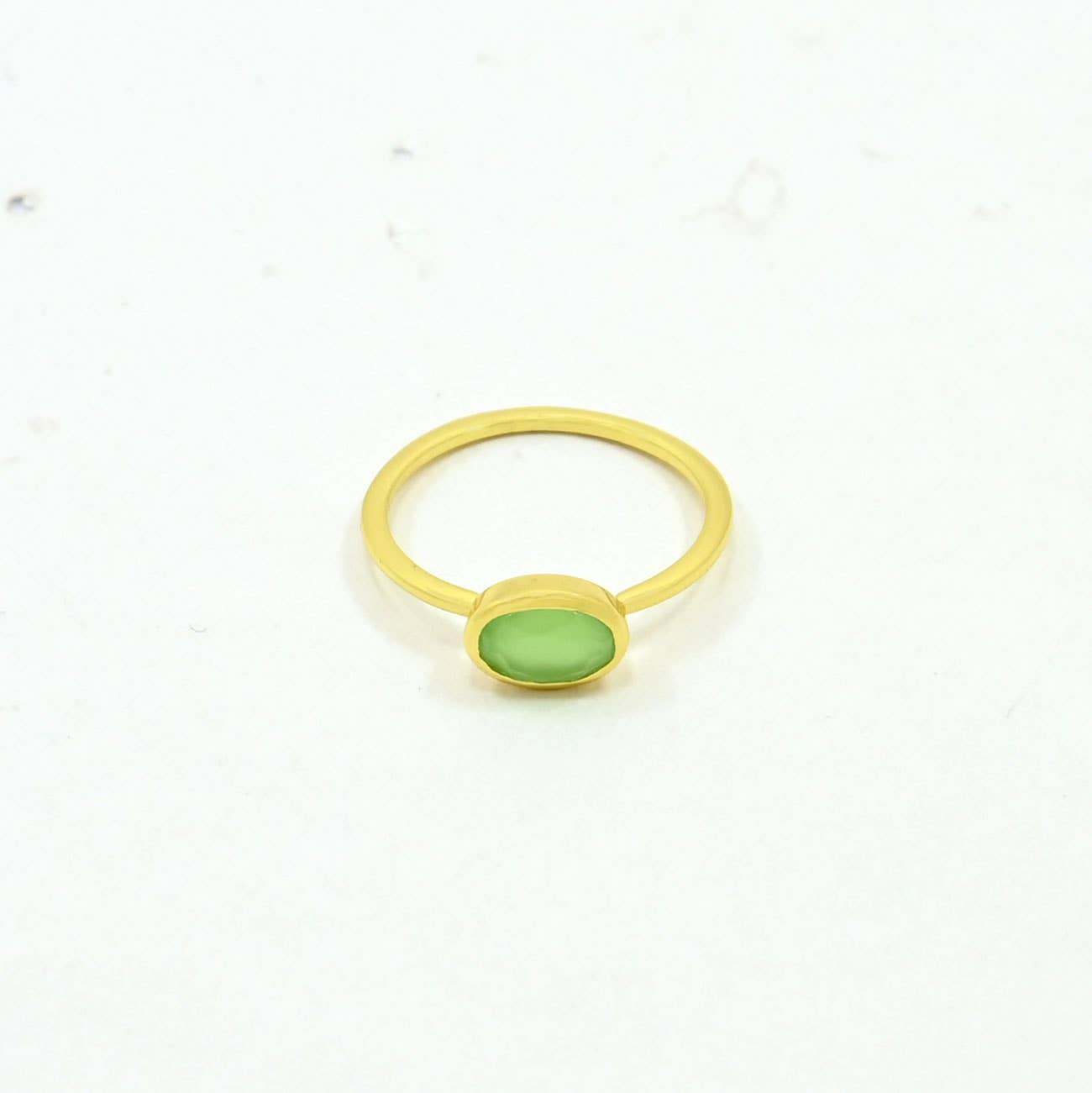 Anillo de Piedra Preciosa Ovalado Oro Plata - Calcedonia Verde