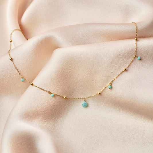 Collar de acero inoxidable con piedra de amazonita