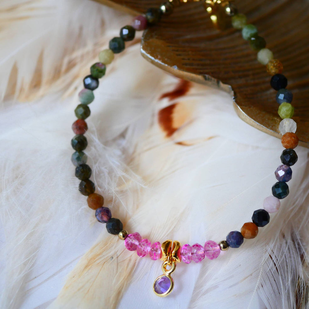 PULSERA KARISHMA TURMALINA Y TOPACIO ROSA