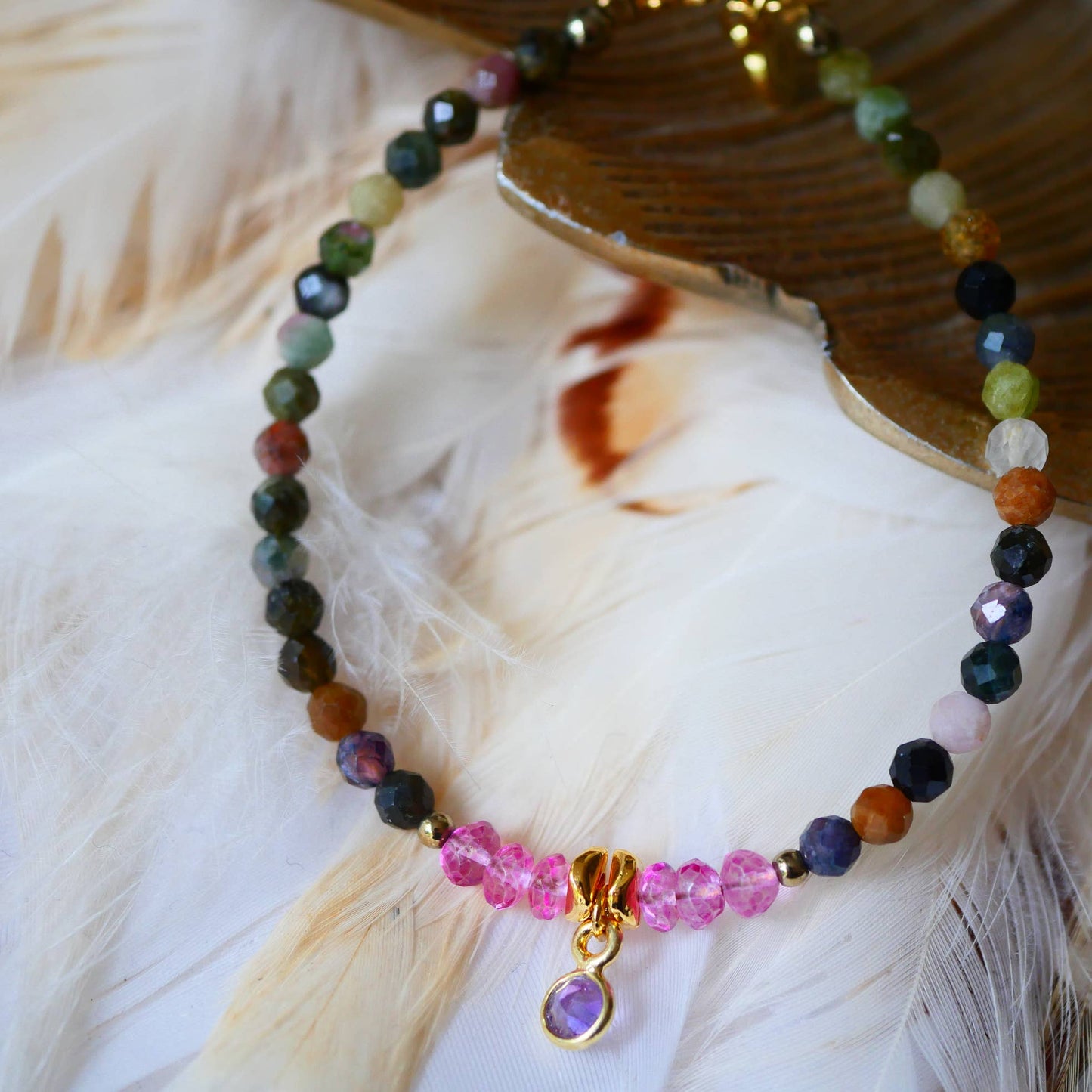 PULSERA KARISHMA TURMALINA Y TOPACIO ROSA