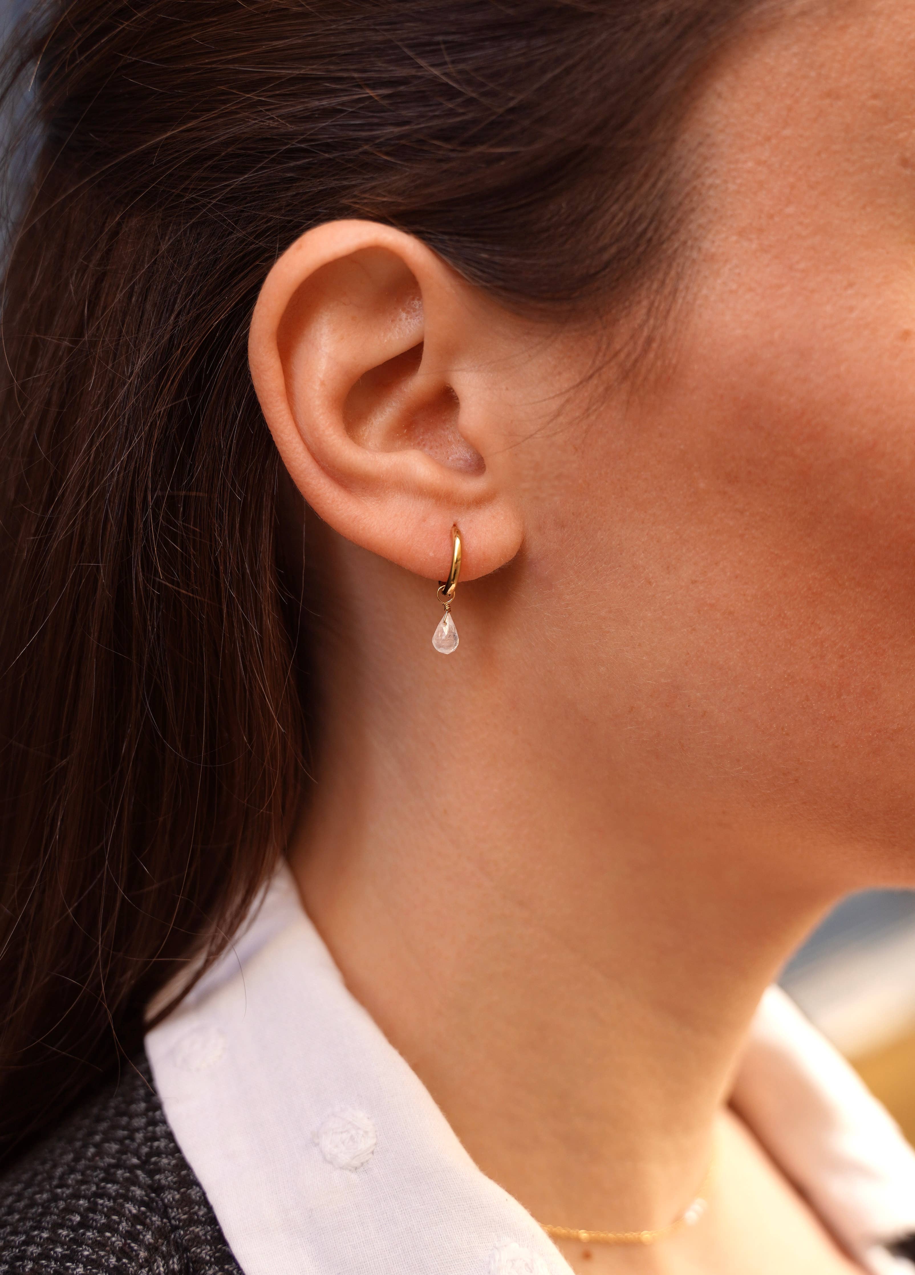 Pendientes colgantes de gota de cuarzo cristal