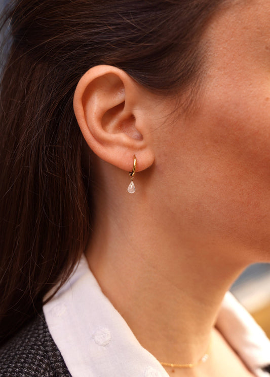 Pendientes colgantes de gota de cuarzo cristal