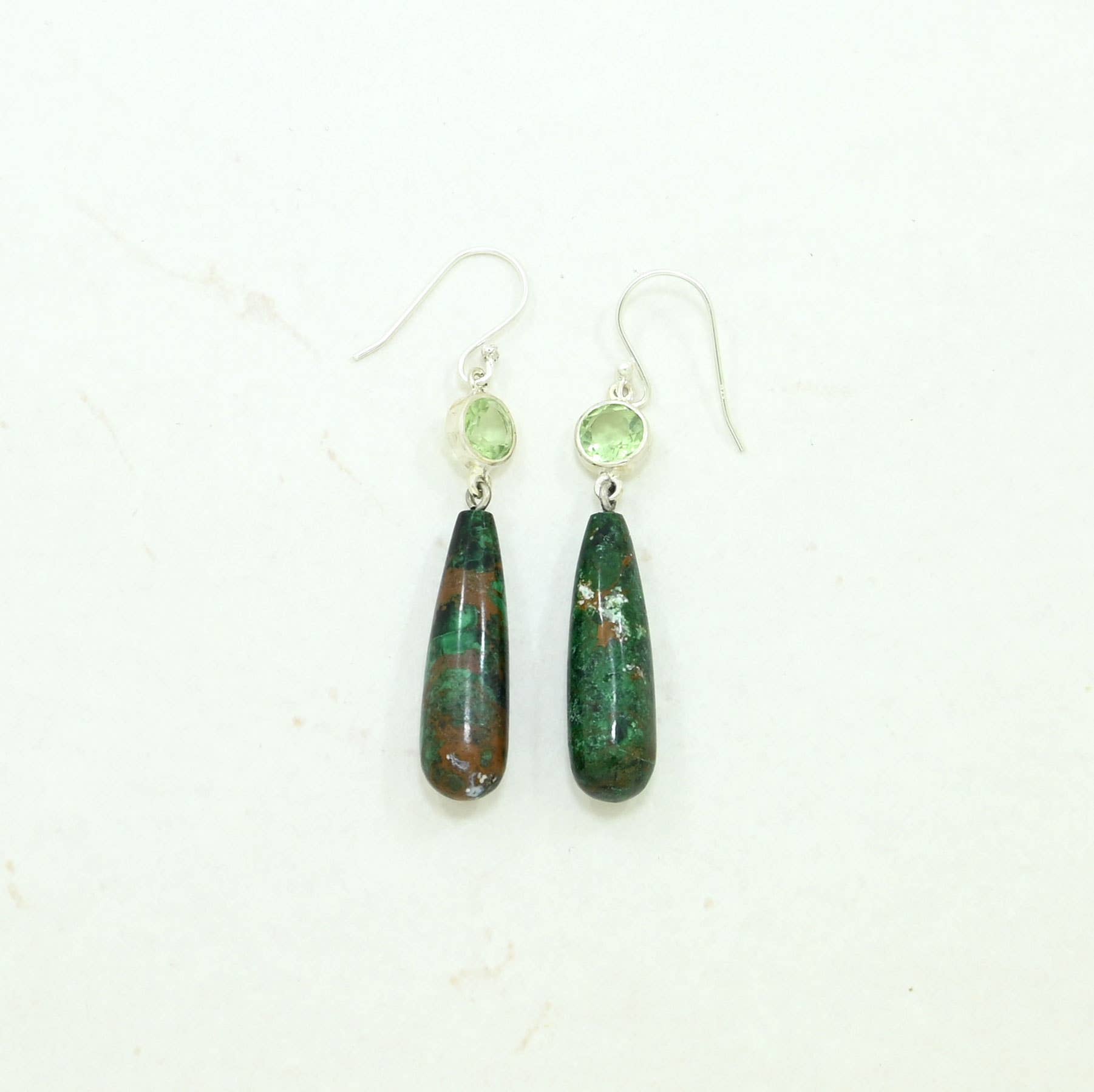 Pendiente Bexley Plata - Crisocola y Amatista Verde