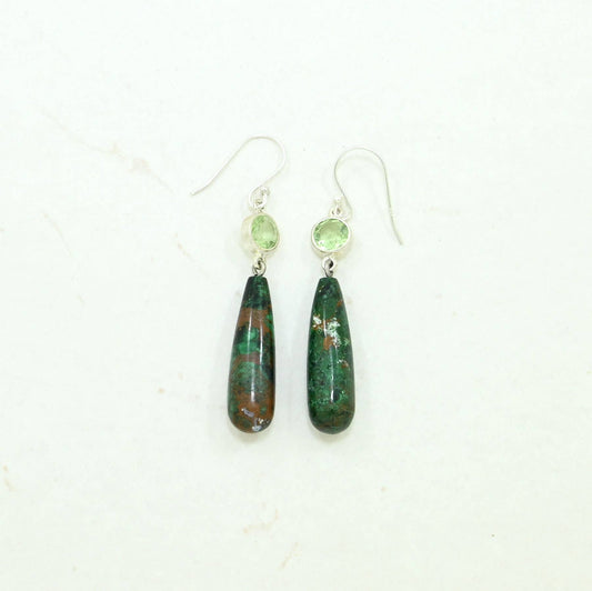 Pendiente Bexley Plata - Crisocola y Amatista Verde