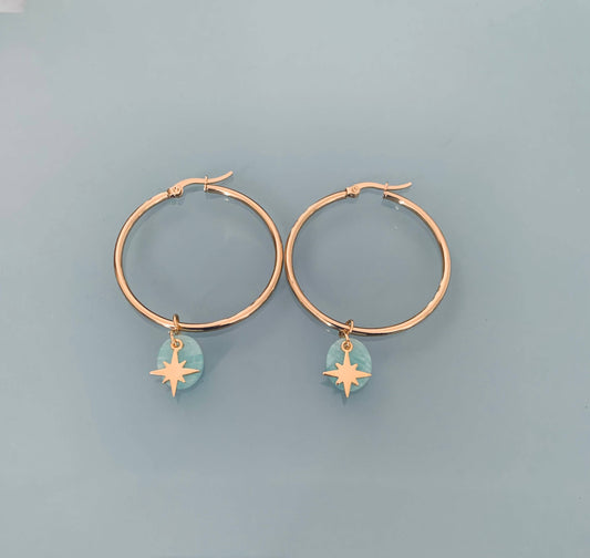 Pendientes de aro North Star, aretes de aro de estrella