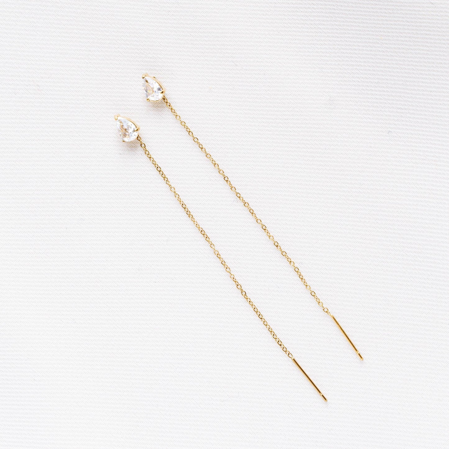 Pendientes colgantes con cadena y circonita en acero inoxidable