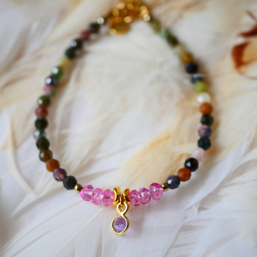PULSERA KARISHMA TURMALINA Y TOPACIO ROSA