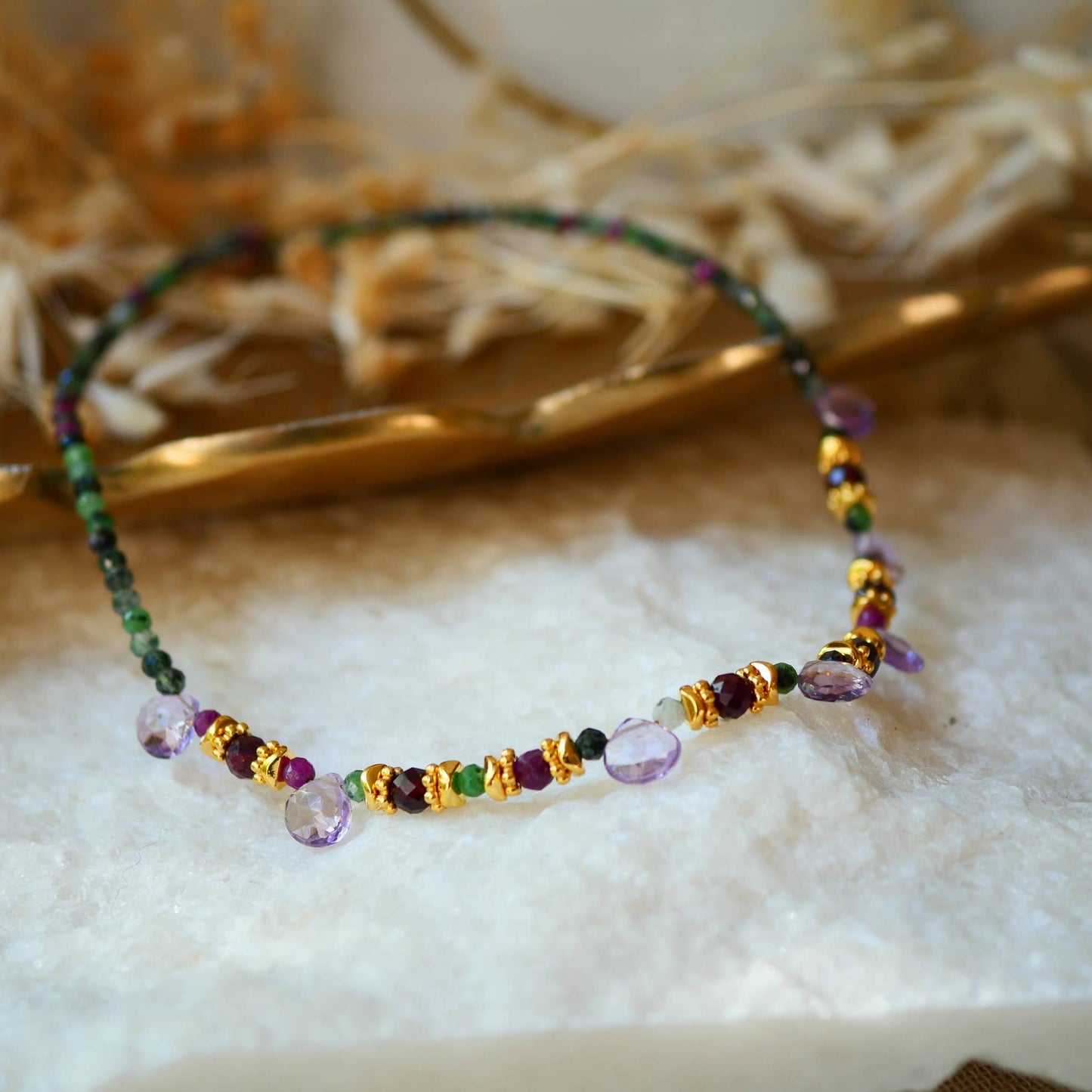 COLLAR MAHIMA RUBIS ZOISITA AMATISTA