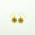 Pendiente Blossom  Plata 925 - Turmalina Verde y Rosa
