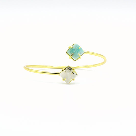 Pulsera de Piedras Naturales: Amazonita Y Cuarzo Blanco