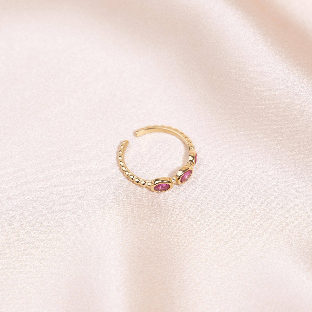 Anillo de mujer de acero inoxidable con piedras rosas