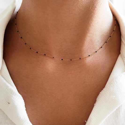 Collar de cadena de bolas fina de acero inoxidable para mujer