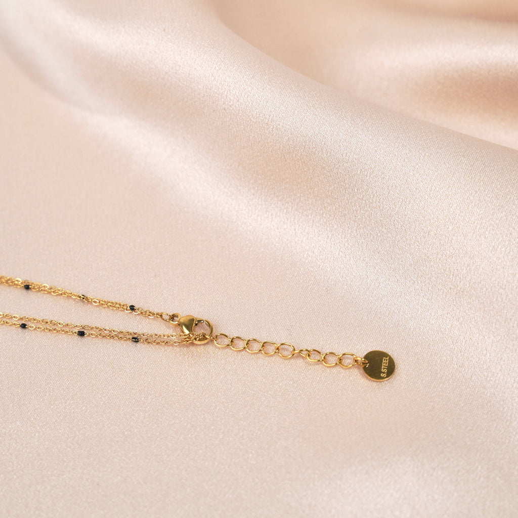 Pulsera doble con piedra natural de Ónix Negro