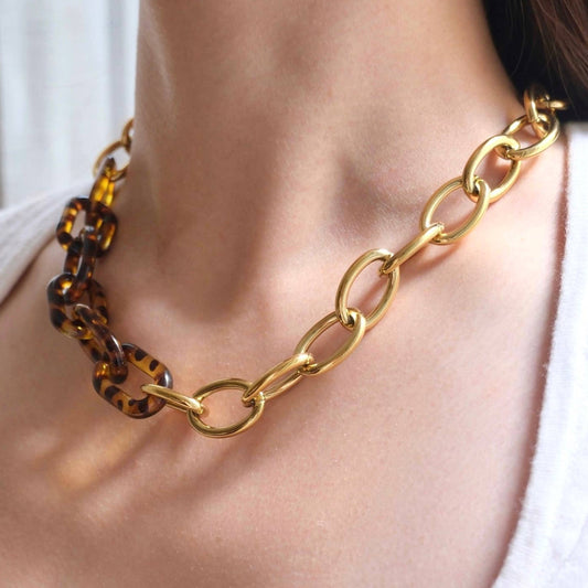 Collar de cadena de leopardo de acero inoxidable