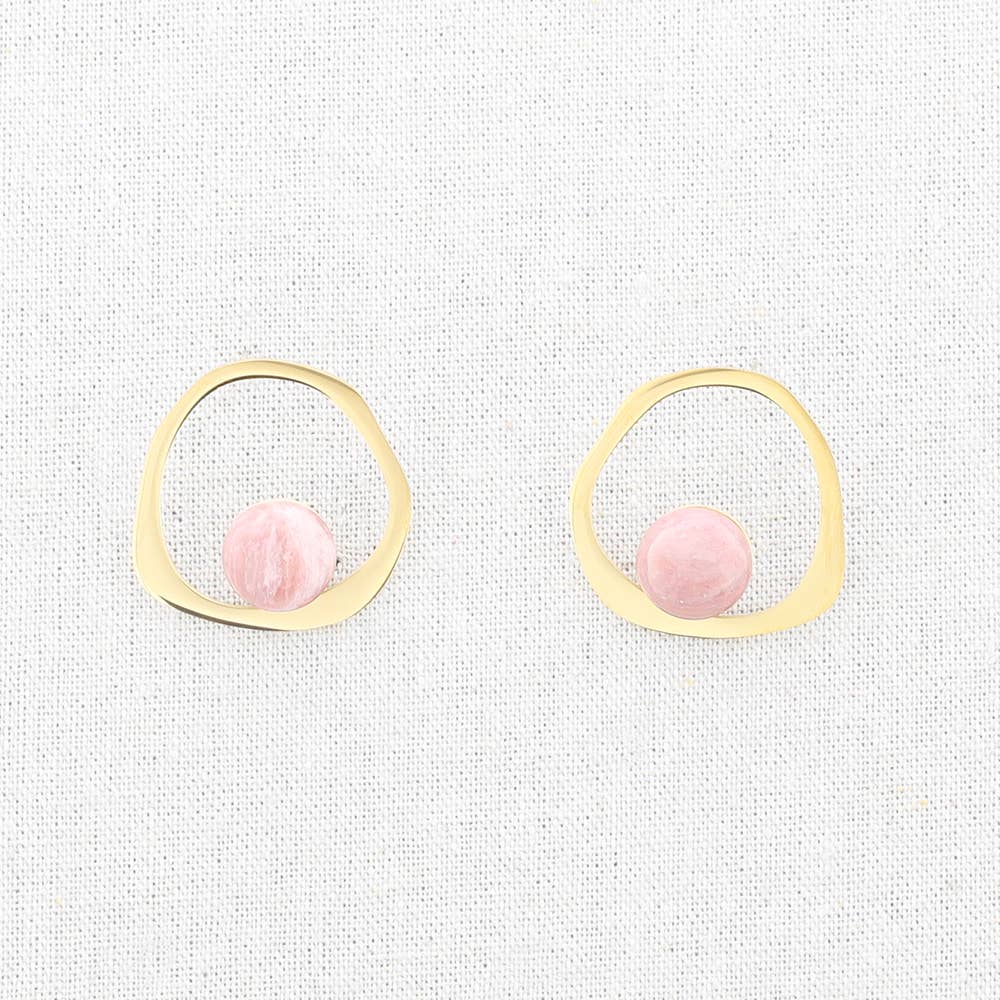 Pendientes de Acero en forma de Aro Irregular con Piedra