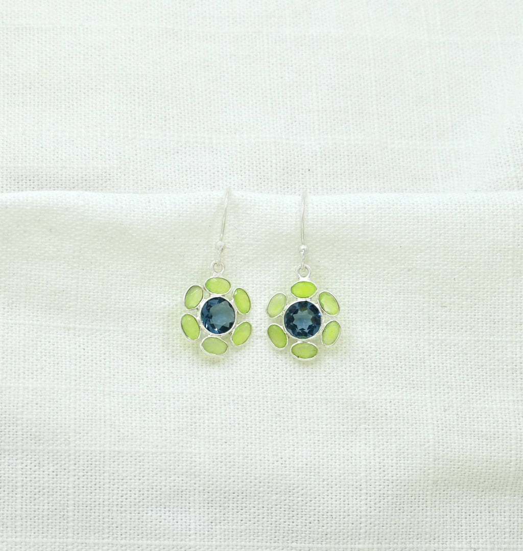 Pendientes de Iolita Azul y Jade Verde – Plata 925