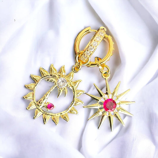 Pendientes de aro rosa de verano