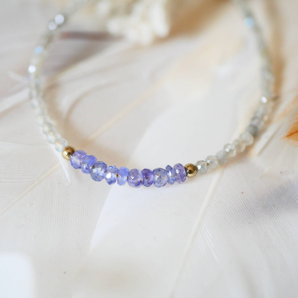 PULSERA KALPITA – TANZANITA Y LABRADORITA