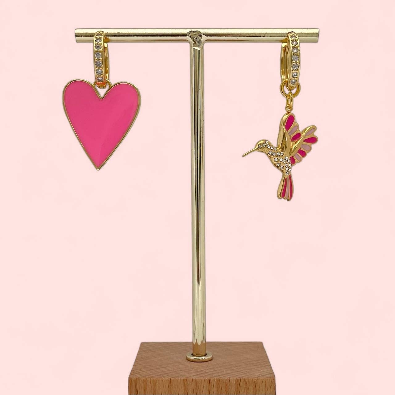 Pendientes de aro Pink Bird
