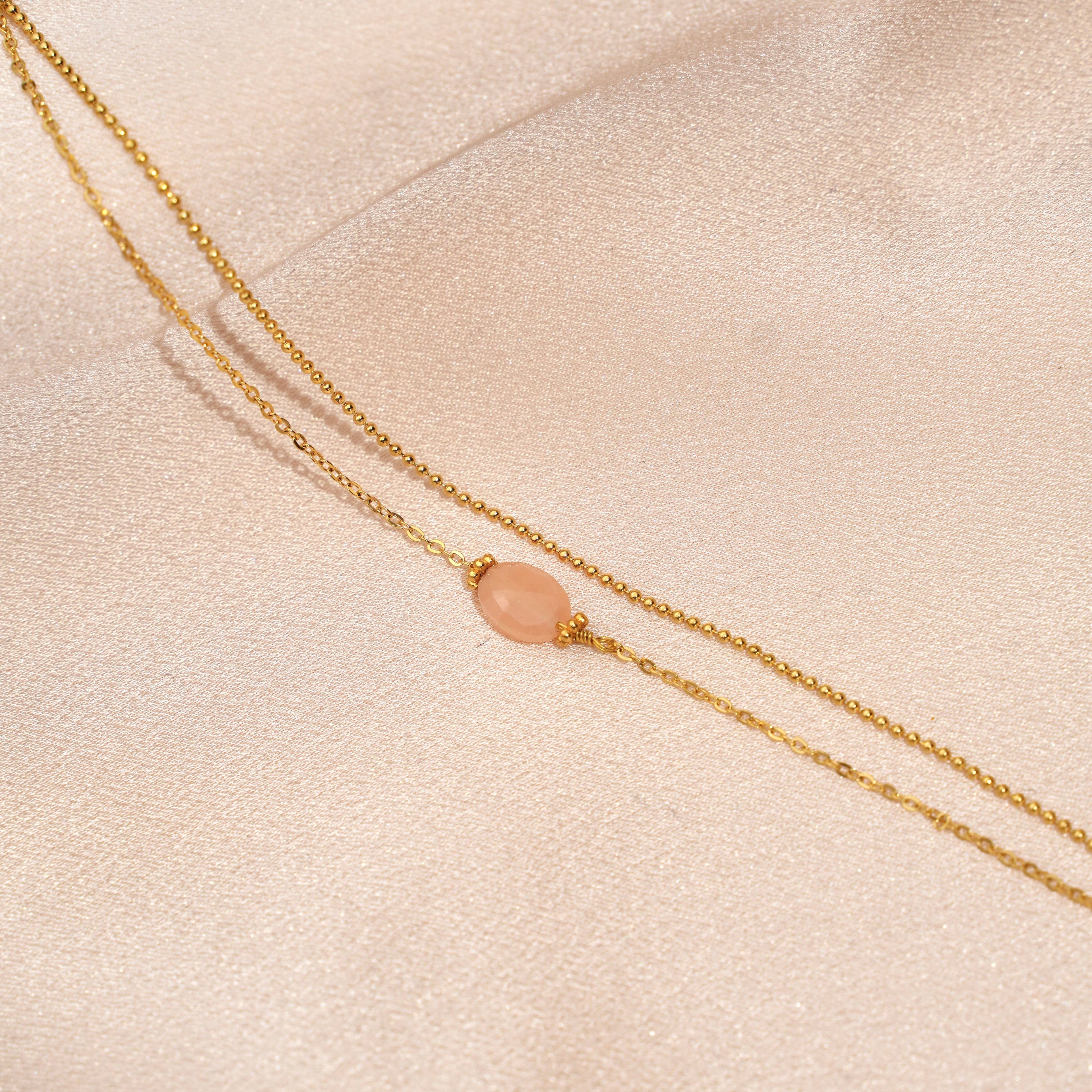 PULSERA DOBLE – Cuarzo rosa