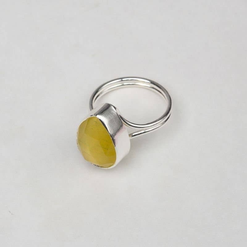 Anillo Caveto Pulida Plata Amarillo