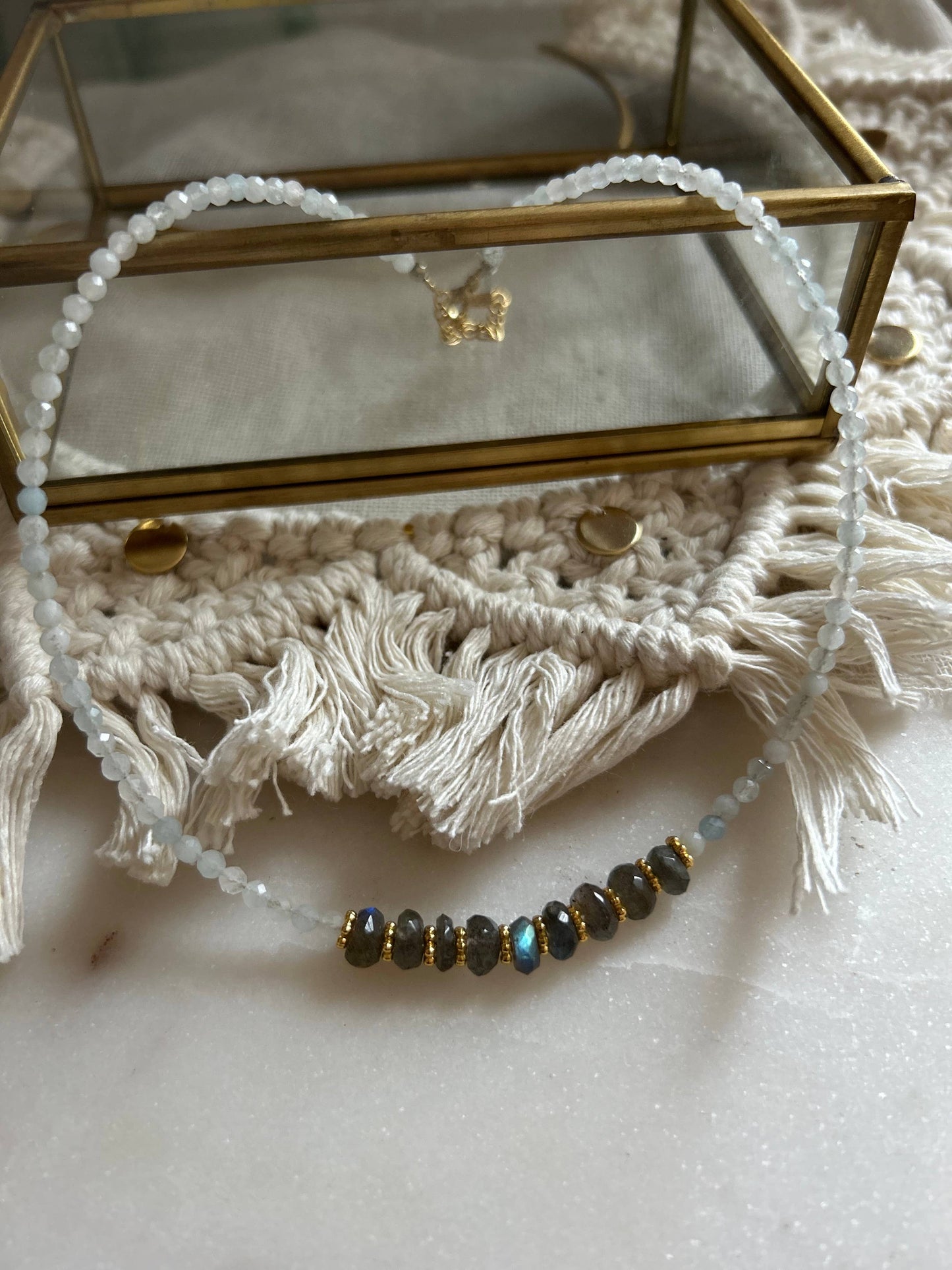 COLLAR AGUAMARINA Y LABRADORITA