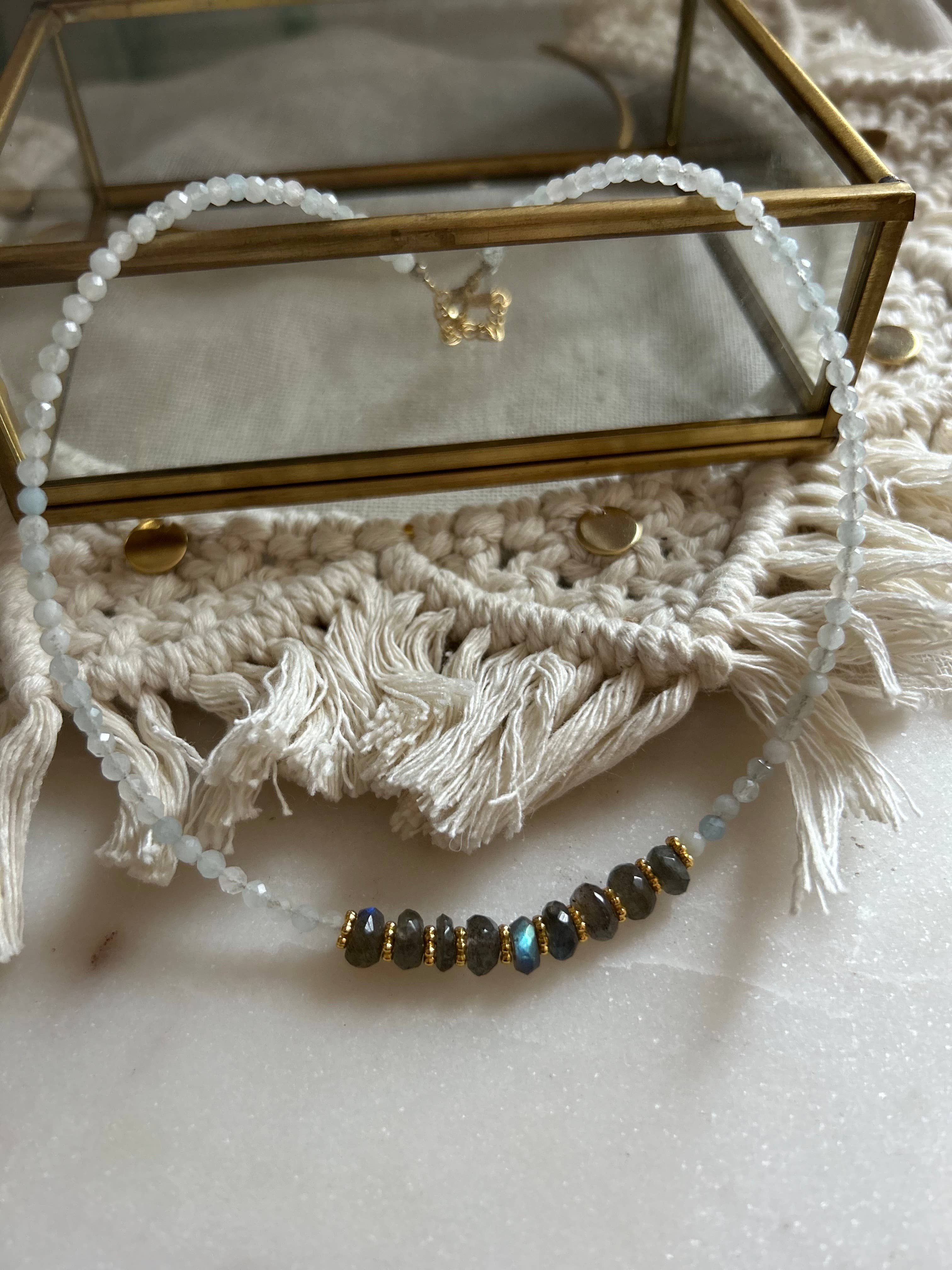 COLLAR AGUAMARINA Y LABRADORITA