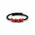 Pulsera de  Coral y Onix Negro. Plata. Hecho a mano.