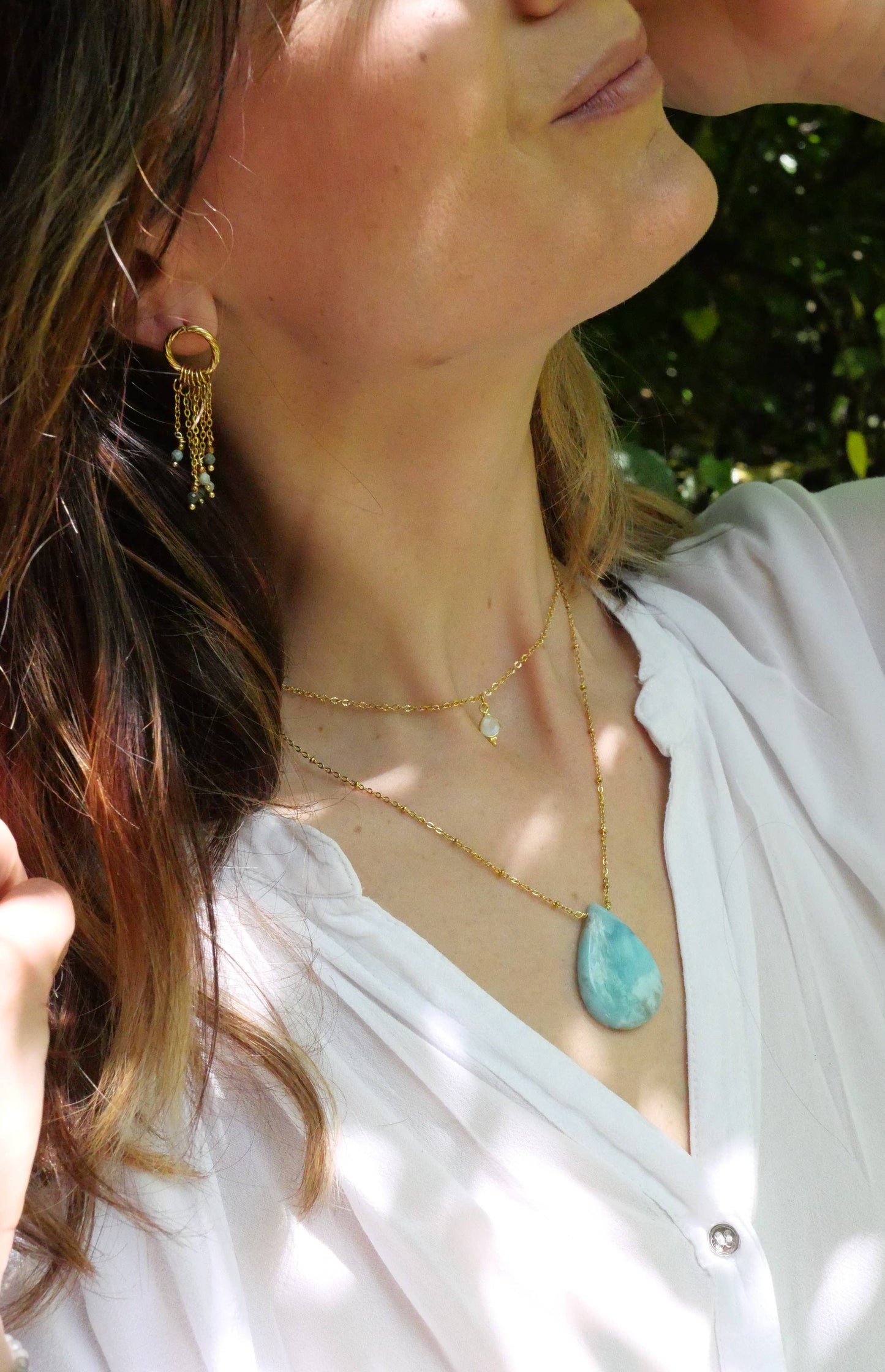 COLLAR ANITA DE LABRADORITA O PIEDRA LUNAR