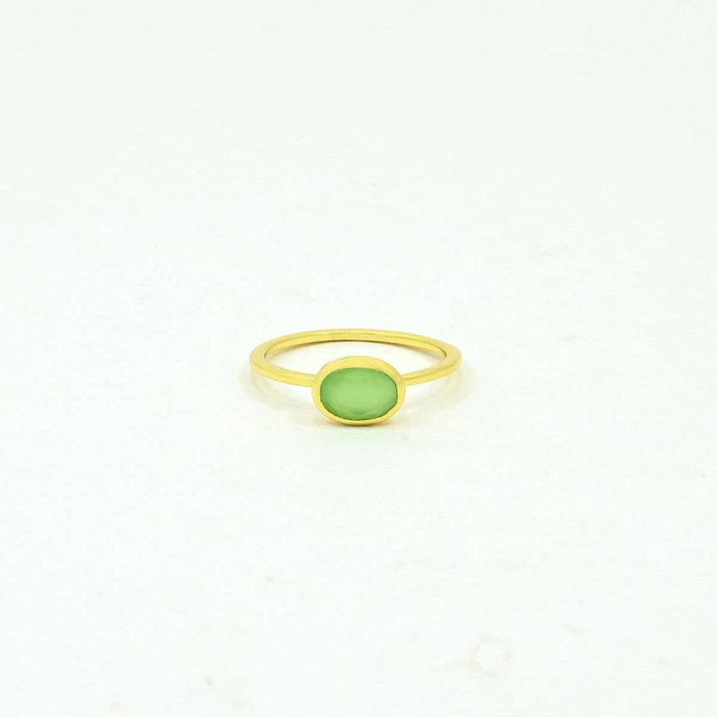 ANILLO OVALADO CALCEDONIA VERDE