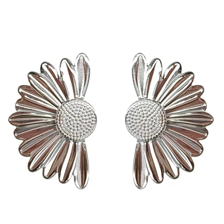 Pendientes Inna con forma de media flor de acero inoxidable