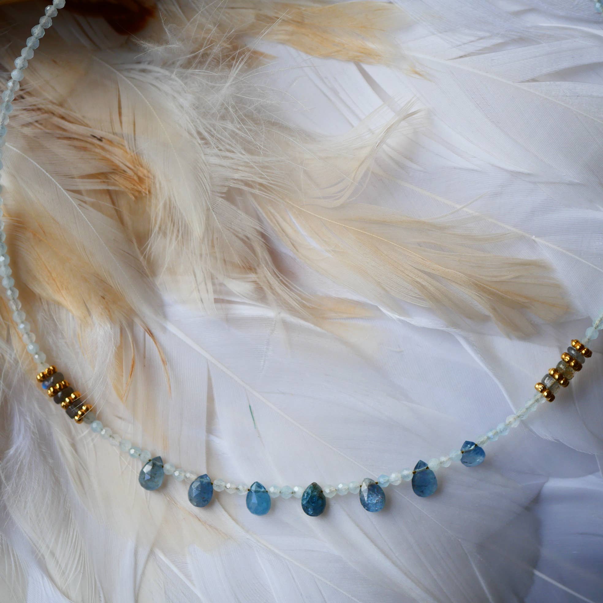 Collar TEJ - Aguamarina, Labradorita