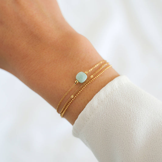 Pulsera cadena fina piedra amazonita